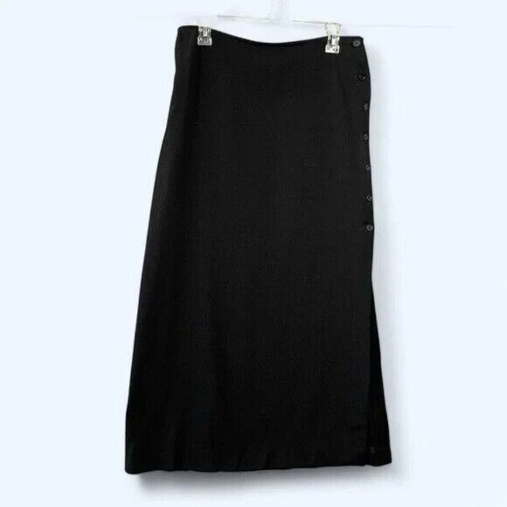 Vintage Ellen Tracy 90s Wool A-Line Maxi Skirt 10 Dark Academia Minimalist